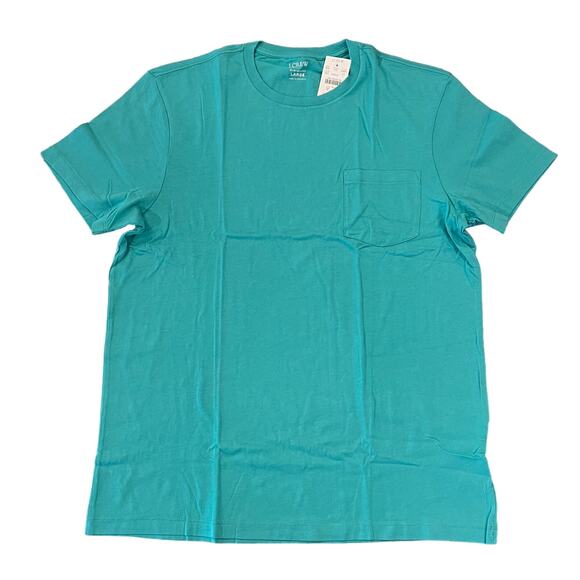 NWT J. Crew Men's Teal Aqua Green Slim Washed Jersey Pocket Tee - SIZE M - Picture 1 of 9
